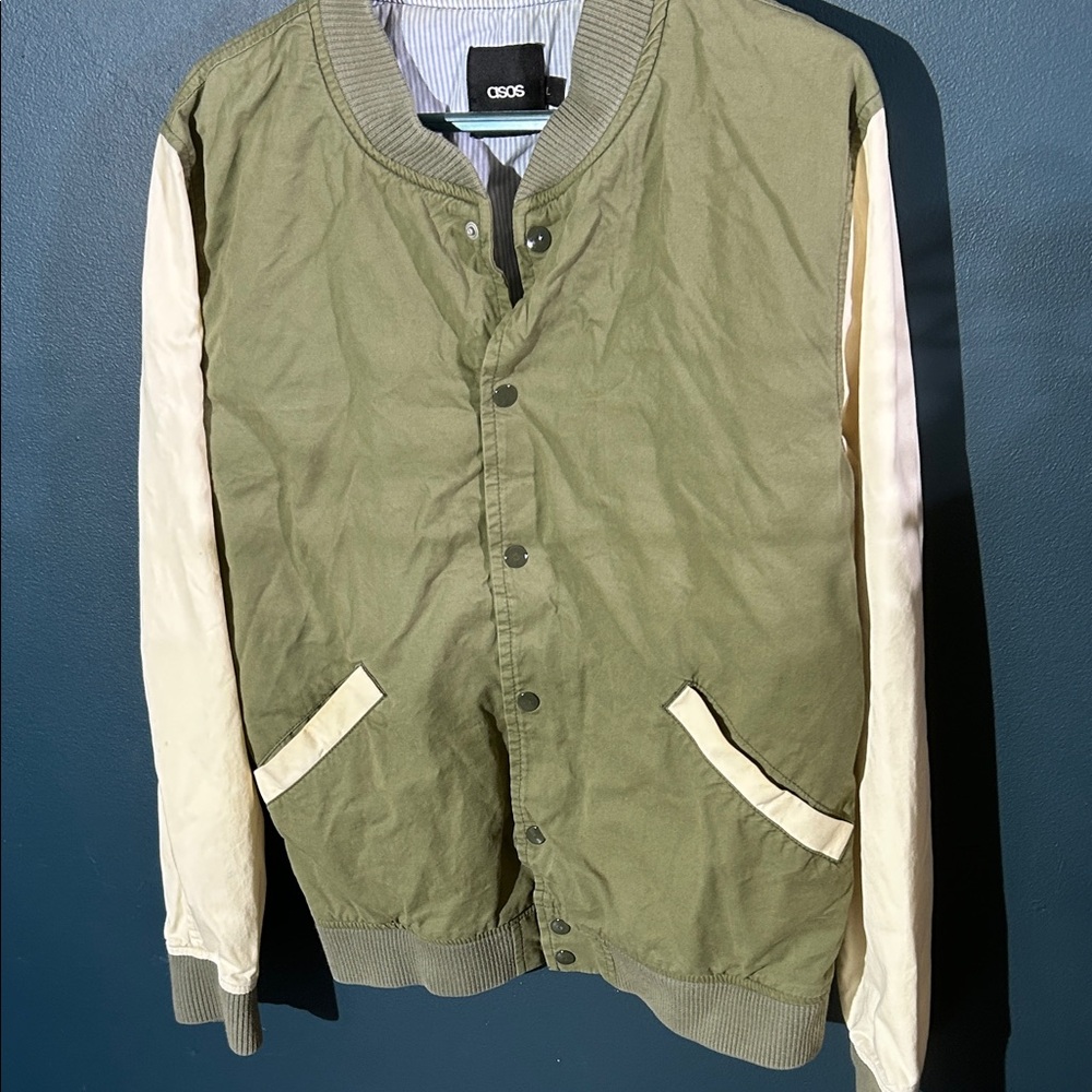 ASOS Khaki and Ivory Bomber Jacket
